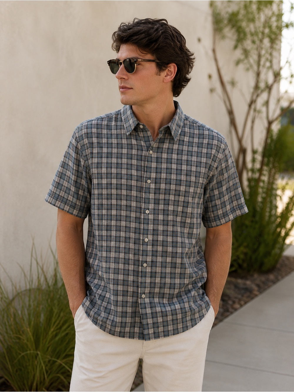 NWT VINCE MENA PLAID‎ SHIRT SMALL